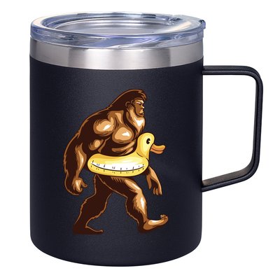 Funny Bigfoot Wearing Duck Floater 12oz Stainless Steel Coffee Mug