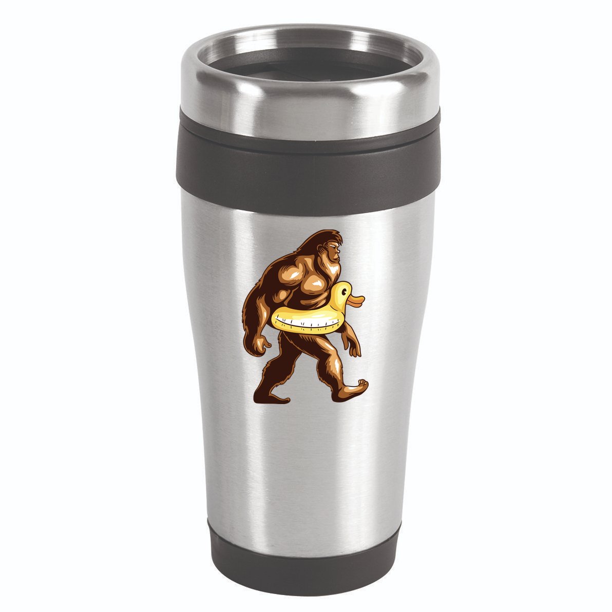 Funny Bigfoot Wearing Duck Floater 16oz Travel Tumbler