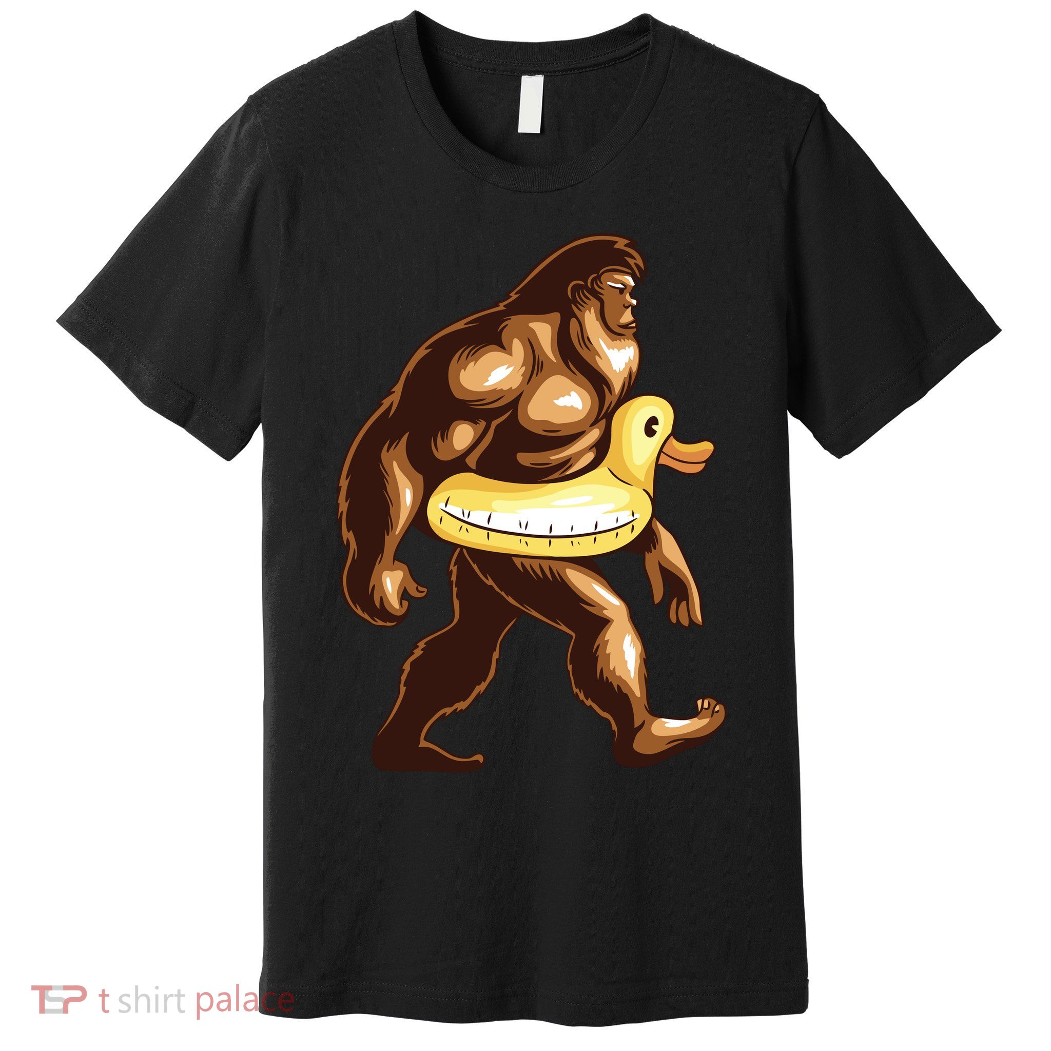 Funny Bigfoot Wearing Duck Floater Premium T-Shirt