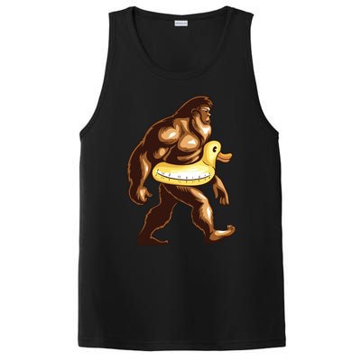 Funny Bigfoot Wearing Duck Floater PosiCharge Competitor Tank