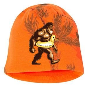 Funny Bigfoot Wearing Duck Floater Kati - Camo Knit Beanie