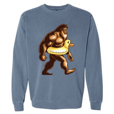 Funny Bigfoot Wearing Duck Floater Garment-Dyed Sweatshirt