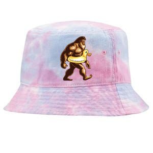 Funny Bigfoot Wearing Duck Floater Tie-Dyed Bucket Hat