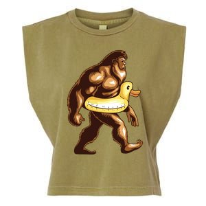 Funny Bigfoot Wearing Duck Floater Garment-Dyed Women's Muscle Tee