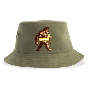 Funny Bigfoot Wearing Duck Floater Sustainable Bucket Hat