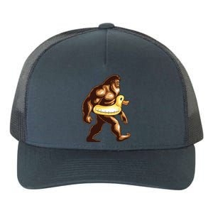 Funny Bigfoot Wearing Duck Floater Yupoong Adult 5-Panel Trucker Hat