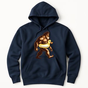 Funny Bigfoot Wearing Duck Floater Hoodie