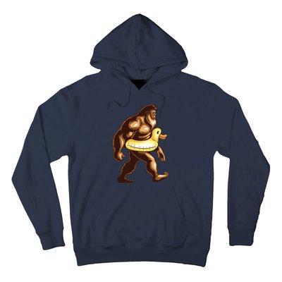 Funny Bigfoot Wearing Duck Floater Hoodie