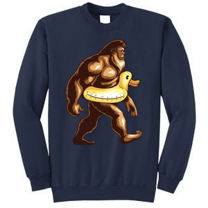 Funny Bigfoot Wearing Duck Floater Sweatshirt