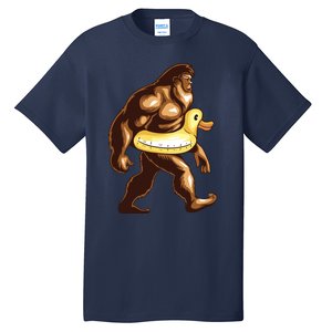 Funny Bigfoot Wearing Duck Floater Tall T-Shirt