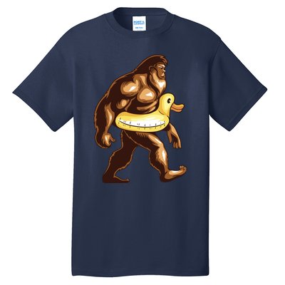 Funny Bigfoot Wearing Duck Floater Tall T-Shirt