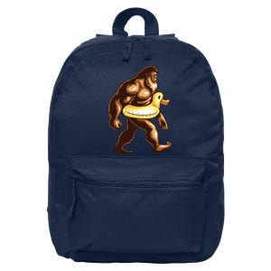 Funny Bigfoot Wearing Duck Floater 16 in Basic Backpack