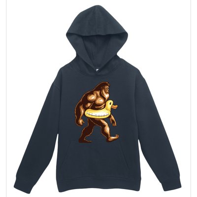 Funny Bigfoot Wearing Duck Floater Urban Pullover Hoodie