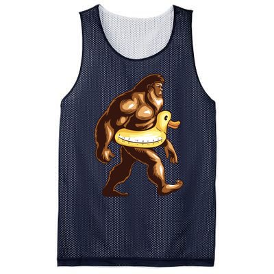 Funny Bigfoot Wearing Duck Floater Mesh Reversible Basketball Jersey Tank