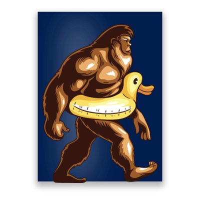 Funny Bigfoot Wearing Duck Floater Poster