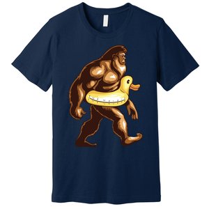 Funny Bigfoot Wearing Duck Floater Premium T-Shirt