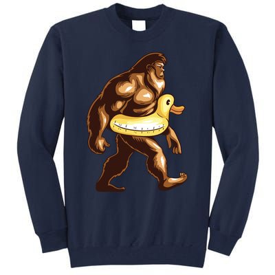 Funny Bigfoot Wearing Duck Floater Tall Sweatshirt