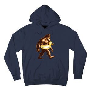 Funny Bigfoot Wearing Duck Floater Tall Hoodie