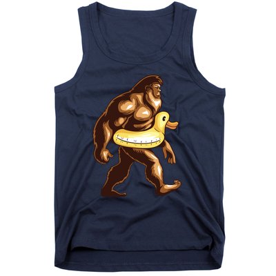 Funny Bigfoot Wearing Duck Floater Tank Top