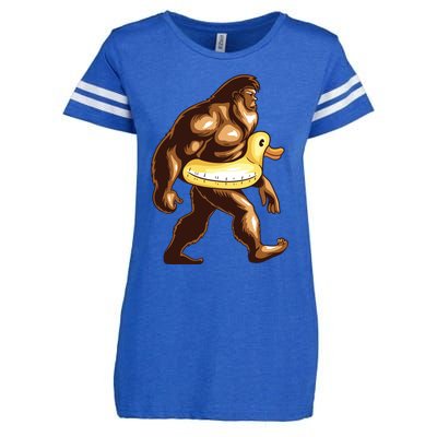 Funny Bigfoot Wearing Duck Floater Enza Ladies Jersey Football T-Shirt