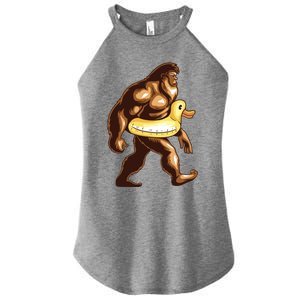 Funny Bigfoot Wearing Duck Floater Women's Perfect Tri Rocker Tank