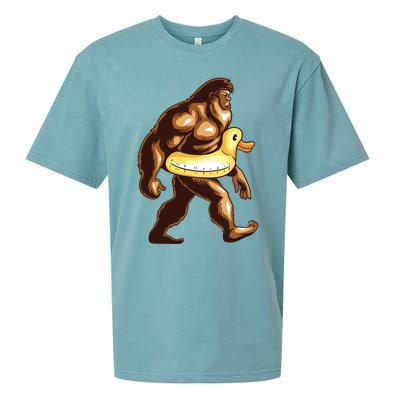 Funny Bigfoot Wearing Duck Floater Sueded Cloud Jersey T-Shirt