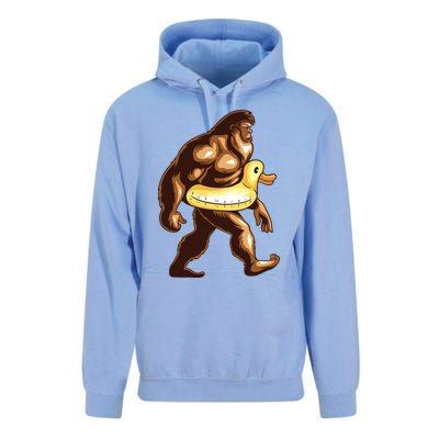 Funny Bigfoot Wearing Duck Floater Unisex Surf Hoodie