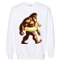 Funny Bigfoot Wearing Duck Floater Garment-Dyed Sweatshirt