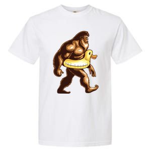 Funny Bigfoot Wearing Duck Floater Garment-Dyed Heavyweight T-Shirt