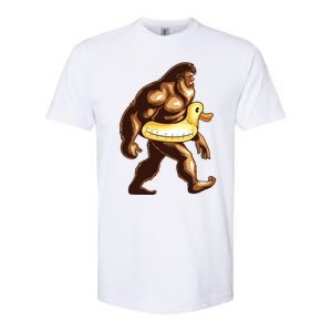 Funny Bigfoot Wearing Duck Floater Softstyle CVC T-Shirt