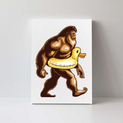 Funny Bigfoot Wearing Duck Floater Canvas