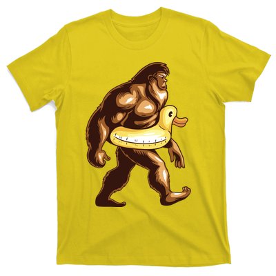 Funny Bigfoot Wearing Duck Floater T-Shirt