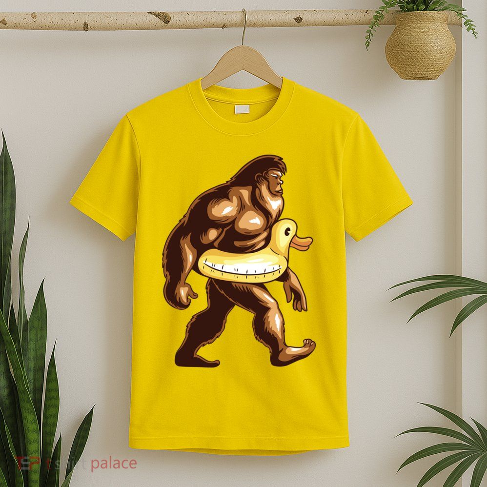 Funny Bigfoot Wearing Duck Floater T-Shirt