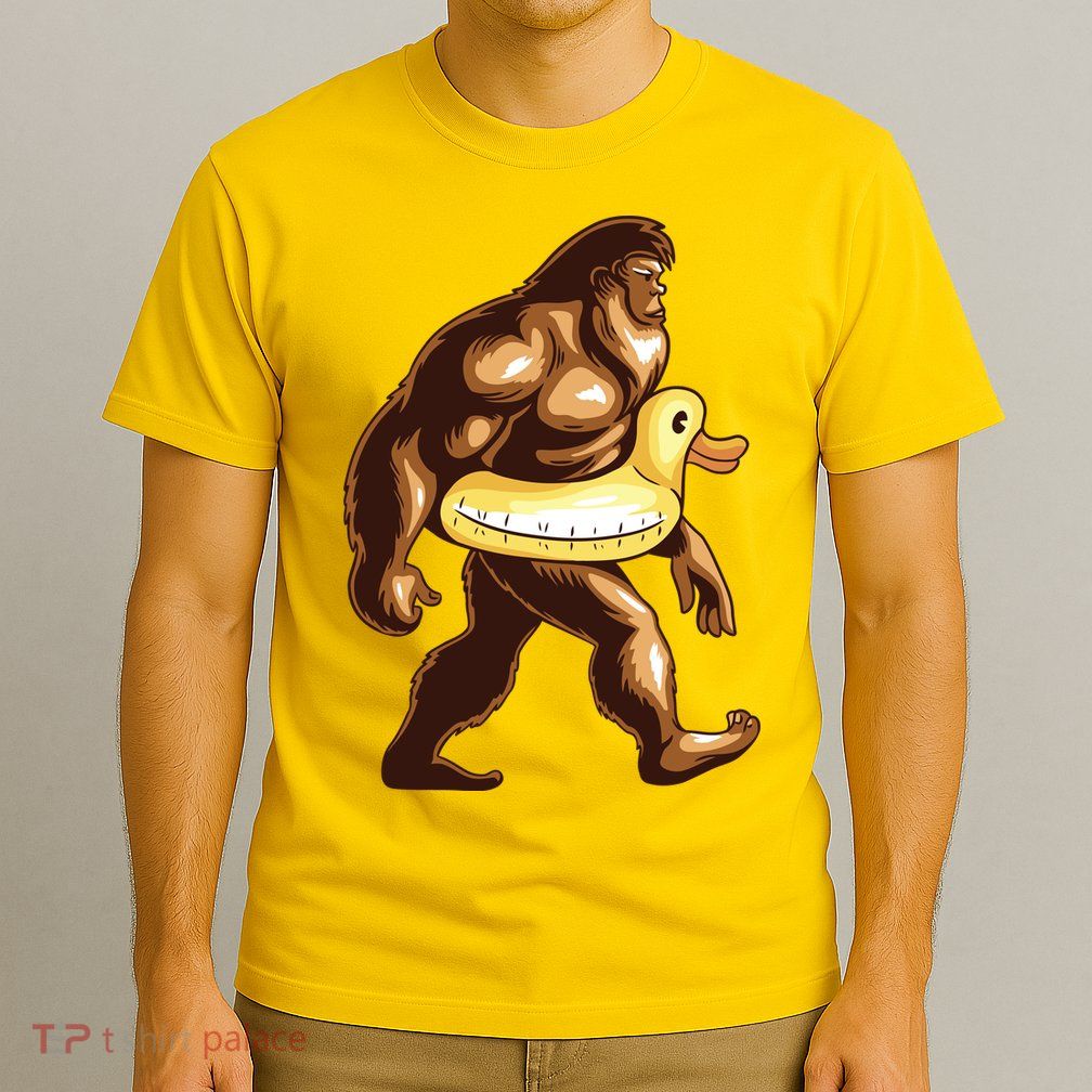 Funny Bigfoot Wearing Duck Floater T-Shirt