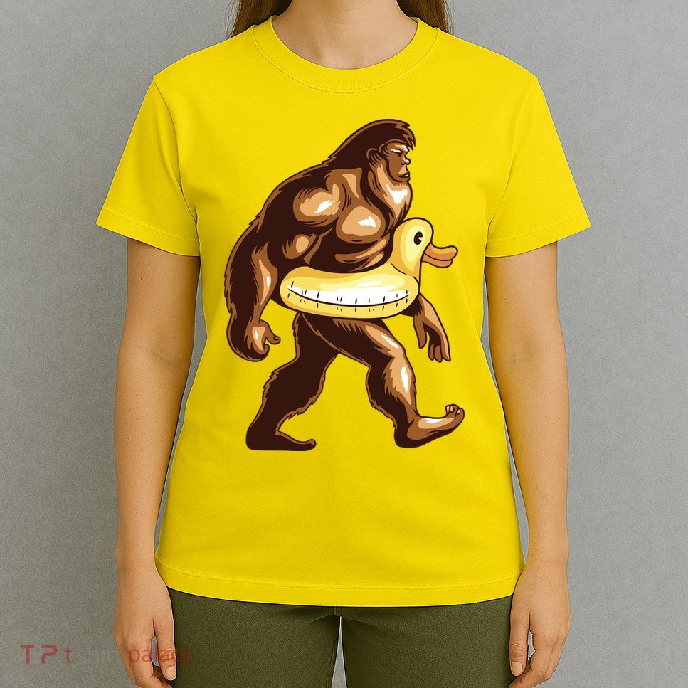 Funny Bigfoot Wearing Duck Floater T-Shirt