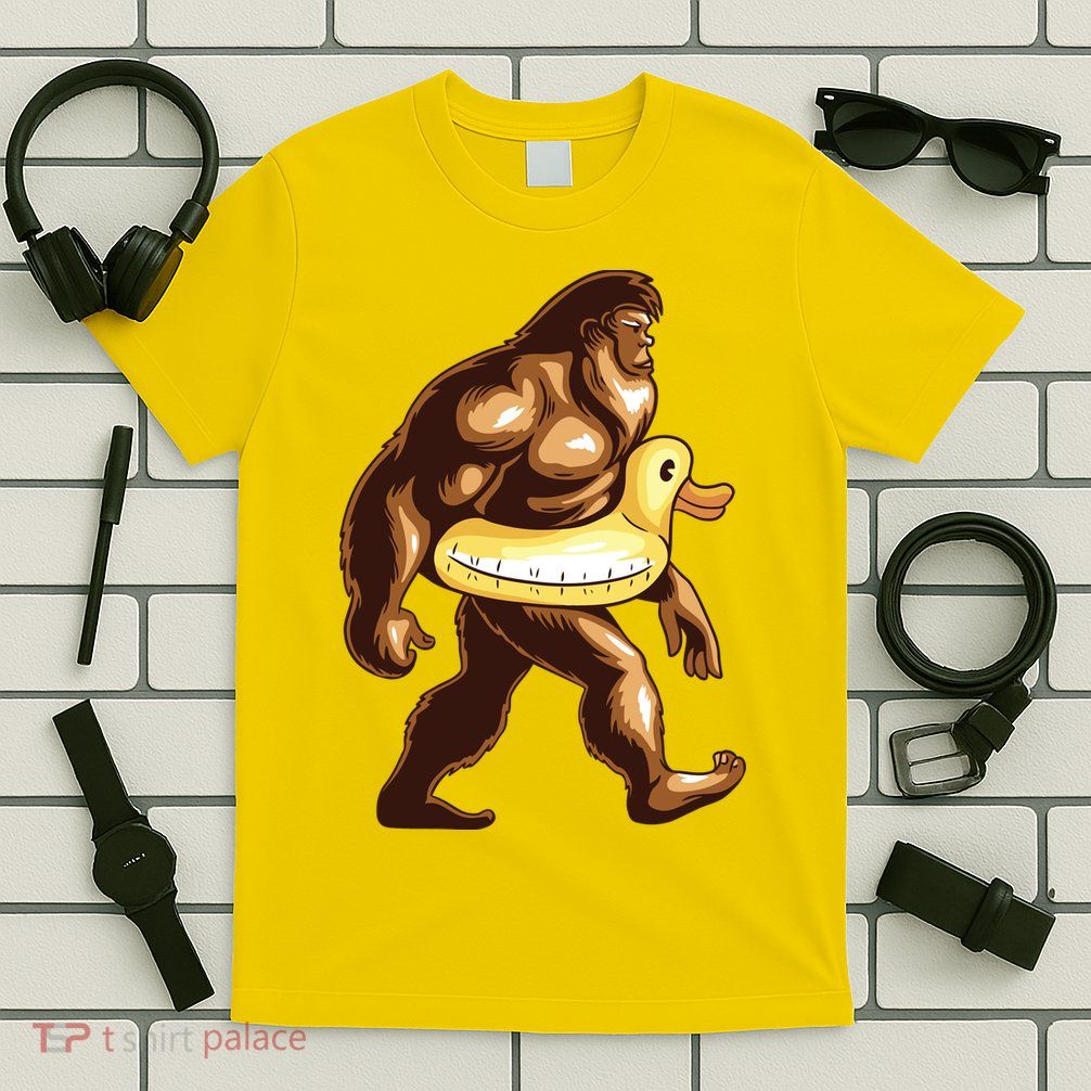 Funny Bigfoot Wearing Duck Floater T-Shirt
