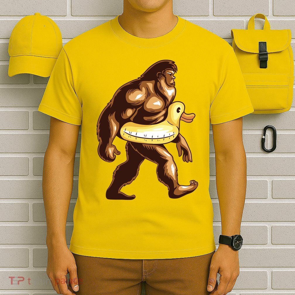 Funny Bigfoot Wearing Duck Floater T-Shirt