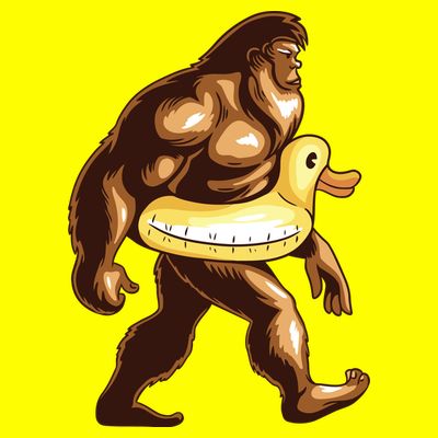 Funny Bigfoot Wearing Duck Floater T-Shirt