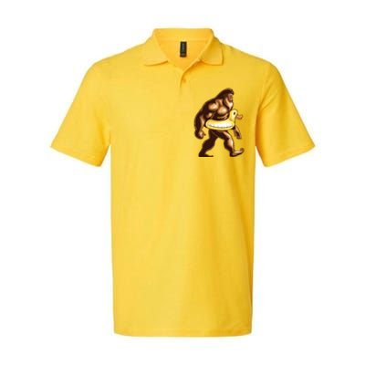 Funny Bigfoot Wearing Duck Floater Softstyle Adult Sport Polo