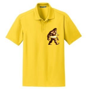 Funny Bigfoot Wearing Duck Floater Dry Zone Grid Polo