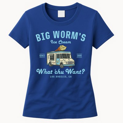 Funny Big Worm's Ice Cream Truck Gift What Chu Want Gift Womens T-Shirt