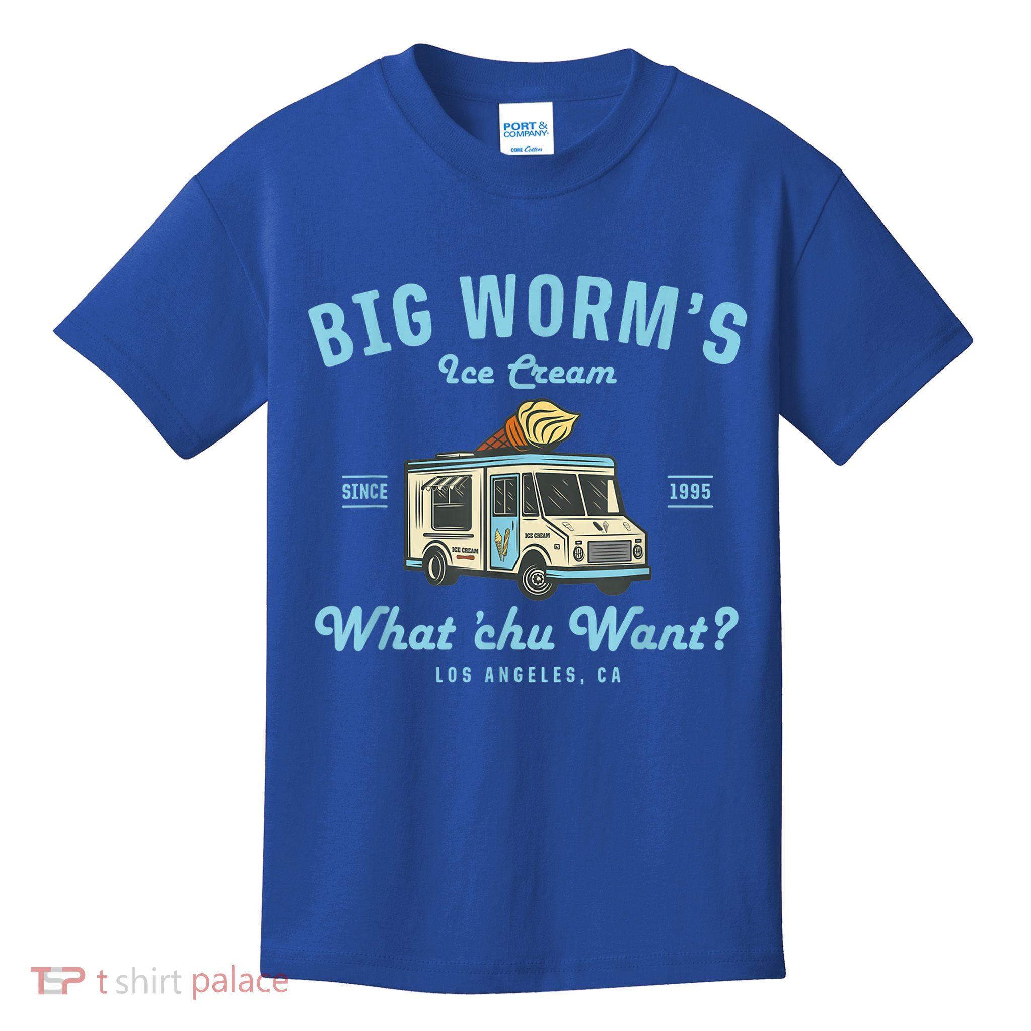 Funny Big Worm's Ice Cream Truck Gift What Chu Want Gift Kids T-Shirt