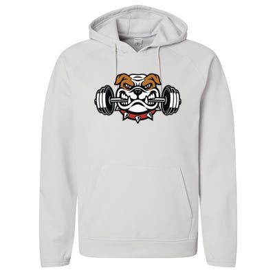 Funny Bulldog Weightlifting Fitness Gym Performance Fleece Hoodie