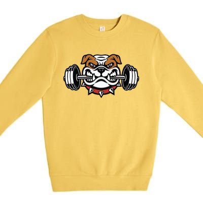 Funny Bulldog Weightlifting Fitness Gym Premium Crewneck Sweatshirt