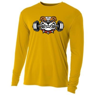 Funny Bulldog Weightlifting Fitness Gym Cooling Performance Long Sleeve Crew