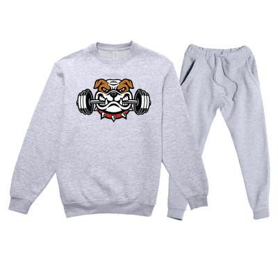 Funny Bulldog Weightlifting Fitness Gym Premium Crewneck Sweatsuit Set