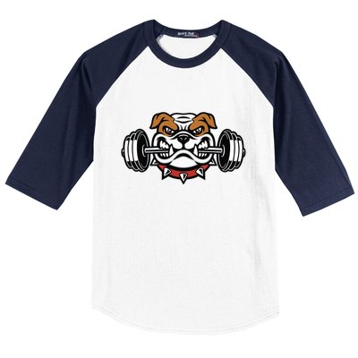 Funny Bulldog Weightlifting Fitness Gym Baseball Sleeve Shirt