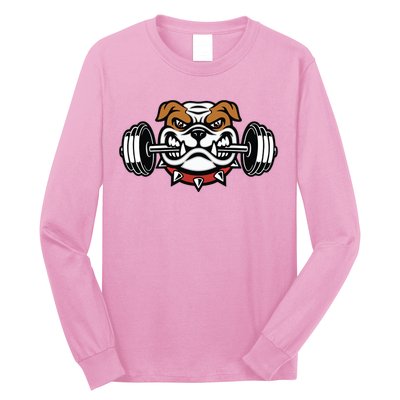 Funny Bulldog Weightlifting Fitness Gym Long Sleeve Shirt