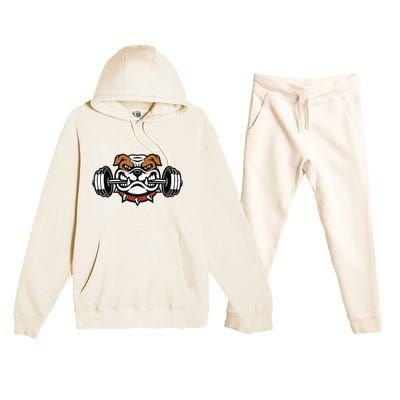 Funny Bulldog Weightlifting Fitness Gym Premium Hooded Sweatsuit Set