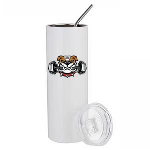 Funny Bulldog Weightlifting Fitness Gym Stainless Steel Tumbler